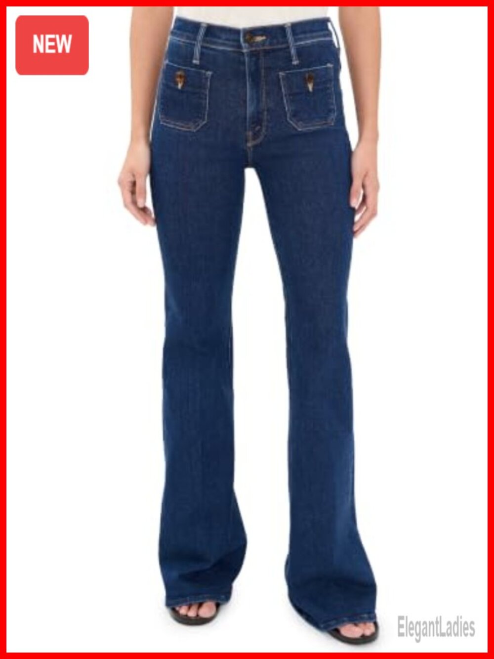 Mid Rise Loose Fit Patch Pocket Jeans Made in USA Stretch Denim